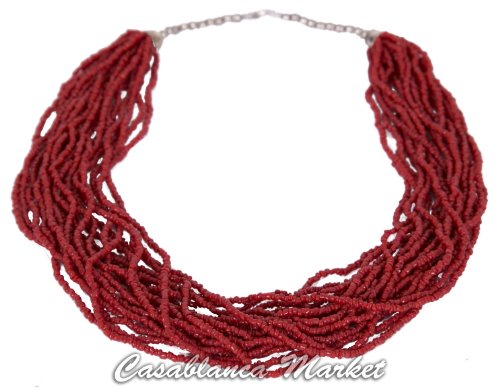 Algopix Similar Product 18 - Moroccan Artisan Glass Coral Bead