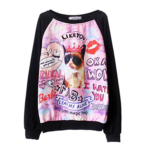 ETOSELL Women Harajuku Style Cosmic Print Sweater Long Sleeve Pullover Tracksuit