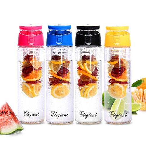 ELEGIANT 800ml Sport Water Bottle Fruit Infuser Juice Bottles with Carry Handle and Flip Top Lid for Outdoor Sports Office School Travel Yoga (BPA Free)