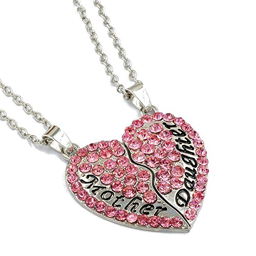OliaDesign® Mother Daughter Pink Pendant Necklace Mother's Day Gift for Mom