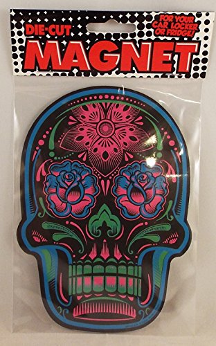 Purple and Pink Sugar Skull Die Cut Magnet Home or Auto
