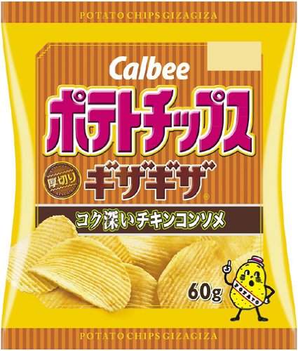 【日本直邮】卡乐比/calbee 锯齿状浓味鸡肉清汤薯片60克×12袋
