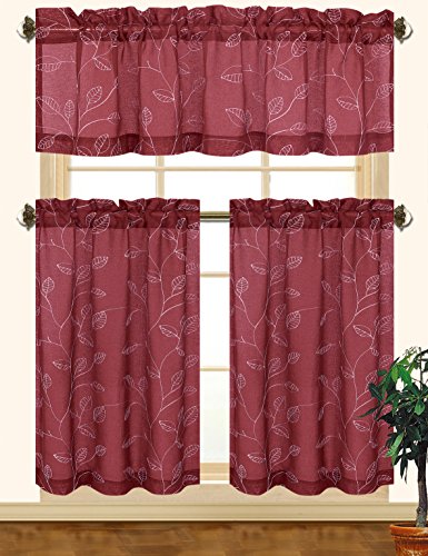 Algopix Similar Product 2 - Kashi Home Fiona 3pc Leaves Embroidered