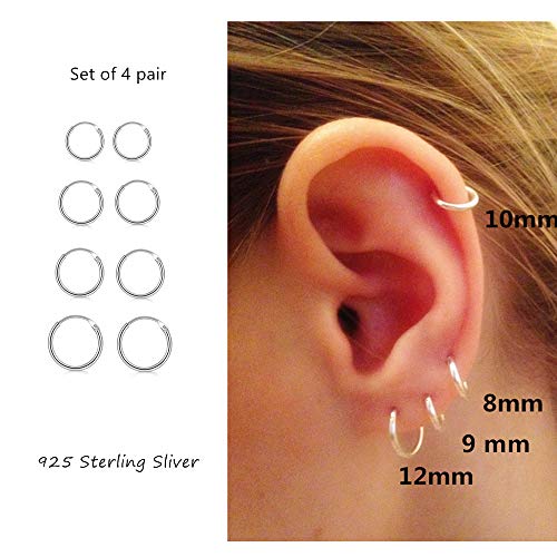 Algopix Similar Product 10 - 4 Pair Sterling Silver Small Endless
