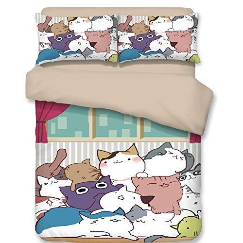 Algopix Similar Product 8 - Decor Duvet Cover Set Cute Cat Cartoon