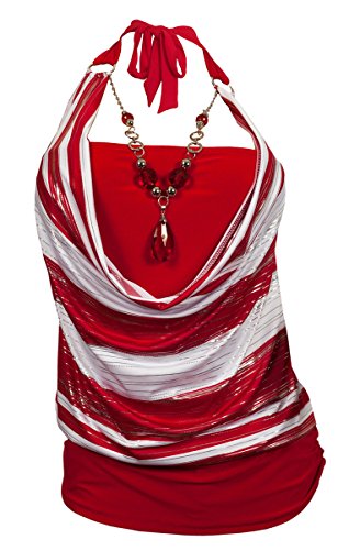 eVogues Plus size Glitter print Necklace accented O-ring Top
