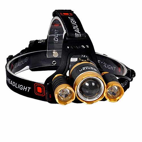 CREE 3 T6 Headlamps 5000 Lumen Zoomable Super Bright,Headlight Bicycle LED Flashlight,4 Modes,USB Rechargeable Batteries,Adjustable – Outdoor Hiking Camping Riding Fishing Hunting