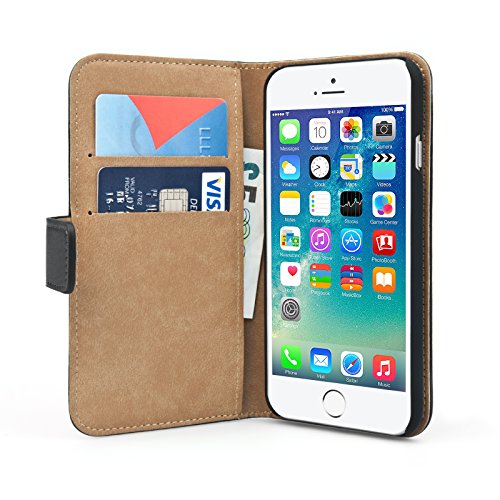 Caseflex iPhone 6S Case Black Genuine Leather Wallet Cover