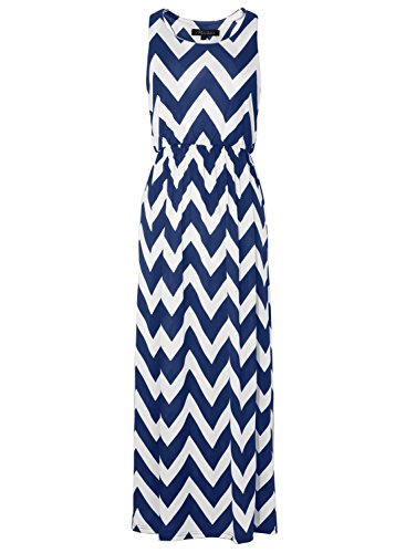 Meikeer Women's Chevron Sleeveless Maxi Boho Summer Long Dress