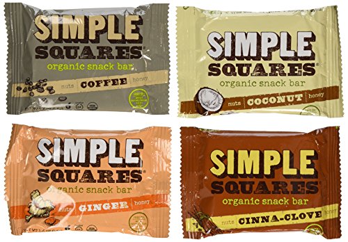 Simple Squares Organic Snack Bars 4 Flavor Variety Pack, 12 Bars