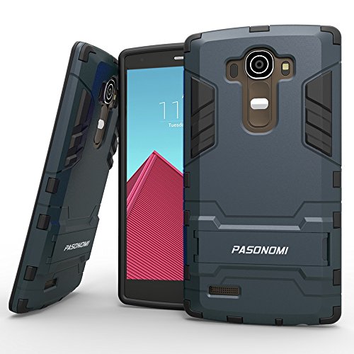 G4 Case, Pasonomi® [Heavy Duty] [Shock-Absorption] [Kickstand Feature] Hybrid Dual Layer Armor Defender Full Body Protective Case Cover for LG G4 (kickstand Series Dark Blue)