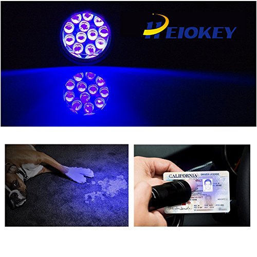 HEIOKEY Handheld 12 LED Ultraviolet Led Flashlight Blacklight UV Pets Stains Detector Torch 395nm Mini UV Light For Checking Currency,Human Fluids,Scorpions With 3 X AAA Batteries-Black - Image 5