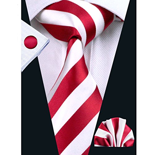 Hi-Tie Mens Striped Tie Set Silk Classic