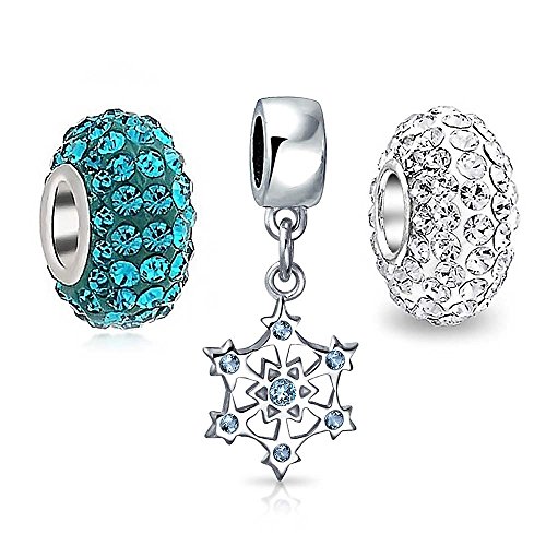 Bling Jewelry CZ Navidad Copo Cordón Color Azul Topacio paquete e adapta Pandora