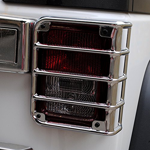Kenteam 07-15 Jeep Wrangler JK Chrome Euro Real Tail Light Guards Lamp Light Covers-1 Pair