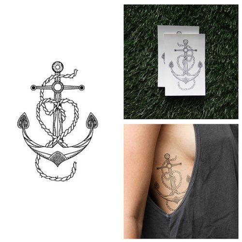 Tattify Vintage Anchor Temporary Tattoo - Leviathan (Set of 2)