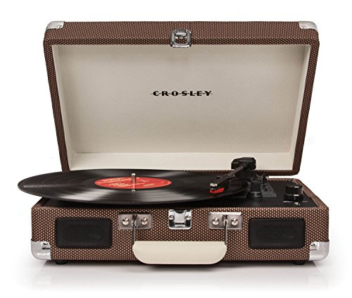Crosley Cruiser - Tocadiscos de vinilo portátil (3 velocidades, altavoces estéreo integrados, con enchufe EU) diseño maletín, tweed