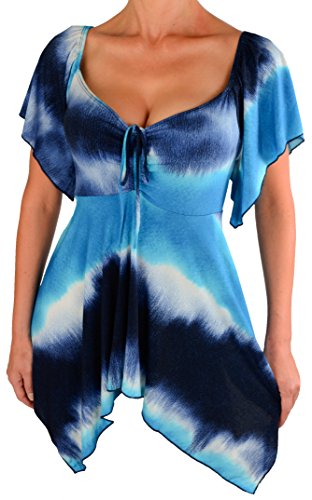 Funfash Plus Size Clothing for Women Slimming Empire Waist Short Sleeves Blouse