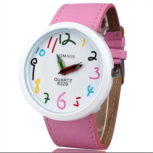 2013newestseller Pink Fashion Women Ladies Girls Quartz Bracelet Leather Wrist Watch
