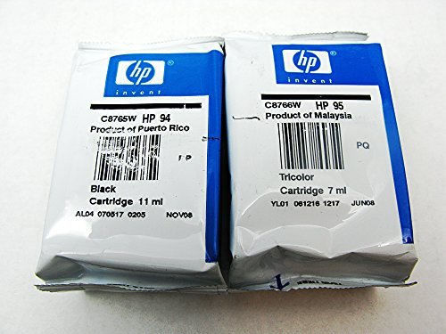 Genuine HP 94 and HP 95 Ink Cartridge Combo 2 Pack in Factory Packaging for Deskjet 460 Officejet 100 150 7310 H470 Photosmart 8150 8750