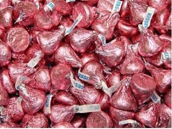 Hershey's Kisses 1 Pound Pink Foil Wrapping Milk Chocolate Approx. 90 Pieces