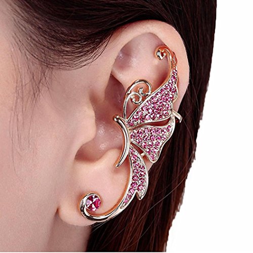 Clip Clamp Earring Creazy® Women's Cute Crystal Butterfly Wings Ear