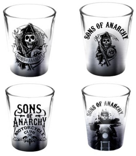 Sons of Anarchy Silver Fade Set of 4 Collectible Shot Glasses