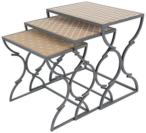 Algopix Similar Product 5 - Benzara Designer Metal Wood Nesting