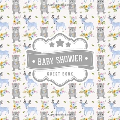 Baby Shower Guest Book: Woodland Bear Deer Pattern | + BONUS Gift Tracker Log | Keepsake Guestbook | Advice Wishes and Predictions