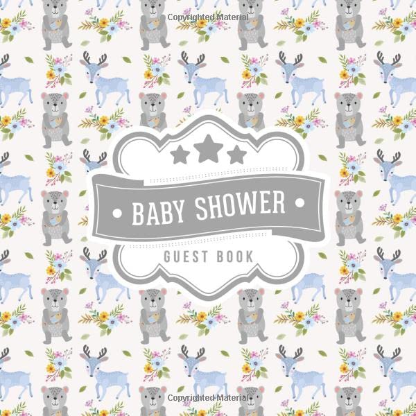 Baby Shower Guest Book: Woodland Bear Deer Pattern | + BONUS Gift Tracker Log | Keepsake Guestbook | Advice Wishes and Predictions by Pink Willow Print