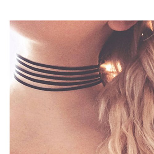 Five Strands Fashion Western Style Handmade PU Leather Necklace Velvet Chock