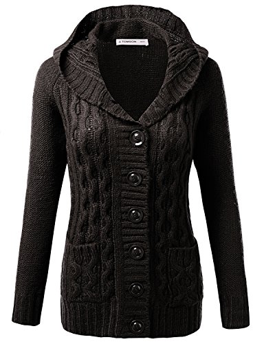 J.TOMSON Women's Cable Knit Button Up Long Sleeve Cardigan