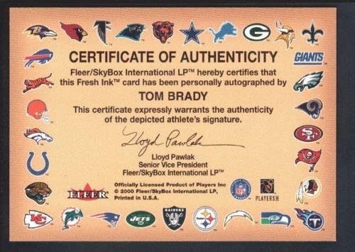 

Tom Brady 2000 Fleer Tradition Rc Rookie Autographics Autograph Sp Auto Mint - NFL Autographed Rookie Cards