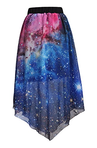 Chouyatou Pleated Chiffon Galaxy Cosmic Digital Printed Skirts