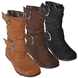 Journee Kids Girl's Buckle Accent Mid-calf Boots