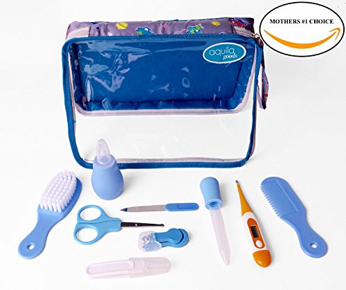 Ultimate Baby Grooming Kit (BLUE) - 10 Piece Stylish Kit for All Your Child's Health and Hygiene Safety! Bring Comfort to the Newest Member of Your Family and Friends! Perfect Baby Shower Gift!!!!!