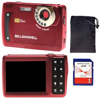 Bell and Howell S7-R Night Vision Slim 12MP Digital Camera (Red)