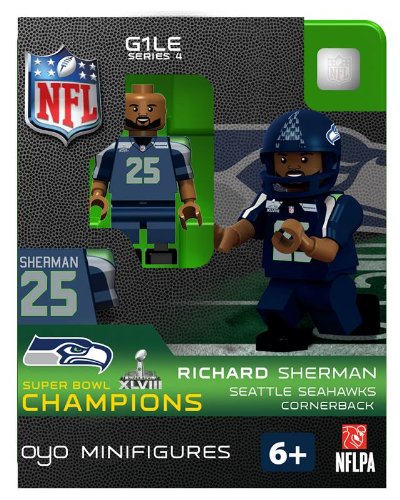 2013 Richard Sherman Super Bowl XLVIII 48 Champions Oyo Mini Figure Lego Compatible Seattle Seahawks Limited Production
