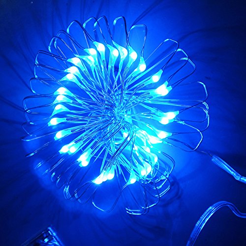 E-Age Battery Operated 20 LED String Lights on Silver Wire 7ft Long. For Use in Floral Arrangements Party, Wedding Decorating and More (Blue)