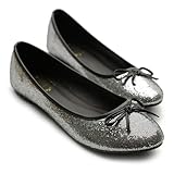 Ollio Womens Ballet Flats Lace Ups Glitter Comfort Multi Colored Shoes