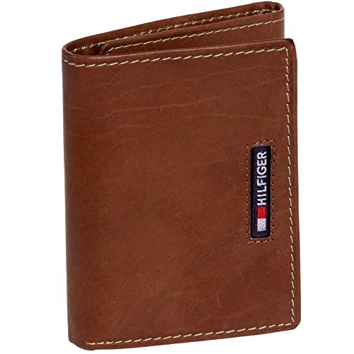 Tommy Hilfiger Men's Leather Embroidered Logo Trifold Wallet