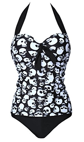 DANIFY 50s Elegant Inspired Retro Vintage One Piece Pin up Monokinis Swimsuit