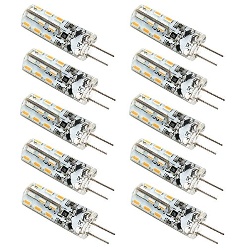 BESTVERT G4 Base 3W DC 12V 24Leds 3014 80LM LED Crystal Bulb 360 Degrees Bi Pin Capsule Spotlight Lamps, Cool White 5500-6500 Pack of 10