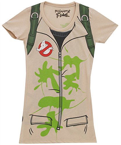 Ghostbusters Juniors Tan Backpack print on Back Costume T-Shirt