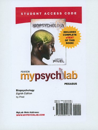 MyPsychLab Pegasus with Pearson eText -- Standalone Access Card -- for Biopsychology (8th Edition) by John P.J. Pinel