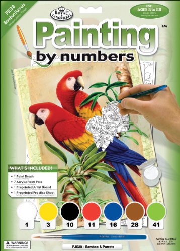 Royal & Langnickel Painting by Numbers Junior Small Art Activity Kit, Bamboo Parrots