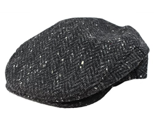 John Hanly & Co. Irish Tweed Flat Cap Charcoal Herringbone Sz S M L XL