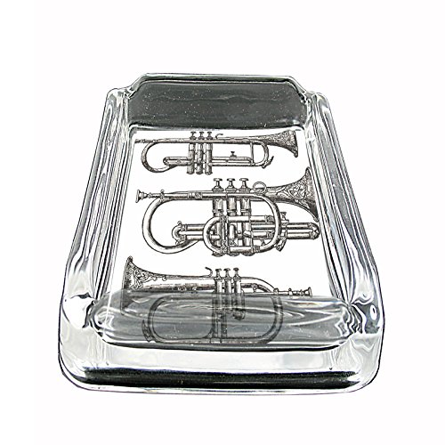 

Perfection In Style Glass Square Ashtray Vintage Musical Instruments Design 001