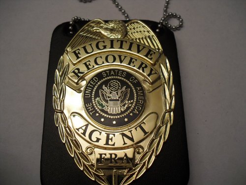 Fugitive Recovery Agent Badge Gold Badge with Holder