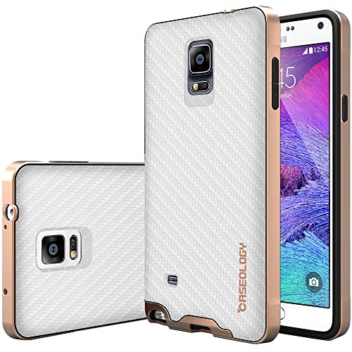 Galaxy Note 4 Case, Caseology® [Envoy Series] Premium Leather Bumper Cover [Carbon Fiber White] [Leather Bound] for Samsung Galaxy Note 4 - Carbon Fiber White